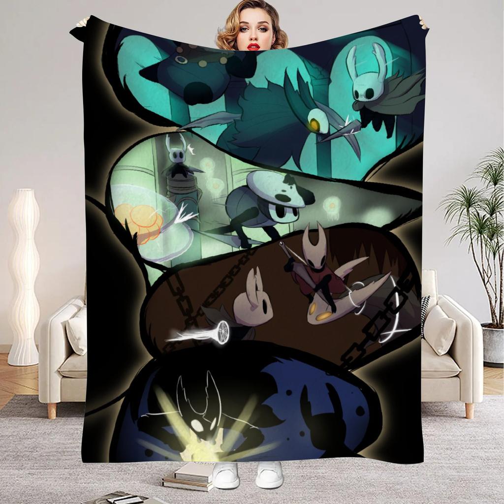 Плед Hollow Knight с рисунком из игры, фланелевый плед для декора гостиной, спальни, новогодний, рождественский подарок для фанатов