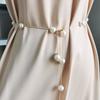 Gold/Silver Adjustable Metal Elegant Pearl Women's Belt Thin Chain Belt For Ladies Dress Skinny Waistband Decorative Jewelry
