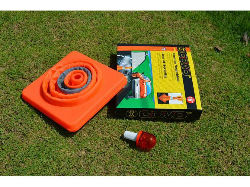 Retractable Reflective Road Cone with LED Light - Foldable & Portable Car Warning Sign