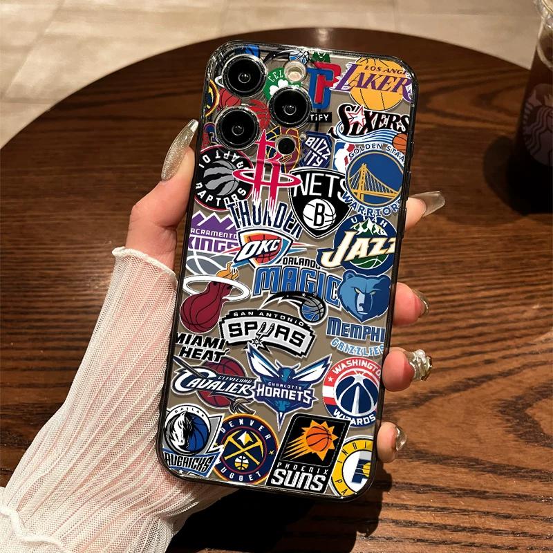 Наклейка-коллаж с логотипами команды, прозрачный чехол из ТПУ для iPhone 15 Pro Max и Samsung Galaxy S24 Ultra, противоударный чехол