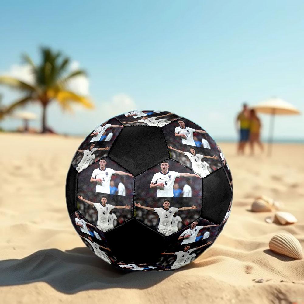Declan Rice Size 5 Soccer Ball, Machine-Stitched PVC, Durable & High Bounce, All Ages Fit, fan merchandise, matches & outdoor use.