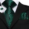 Hi-Tie Мужские галстуки темно-зеленые цветы галстук мальчики галстук квадратные запонки набор