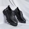 Men'S Leather Shoes Black Big Head Shoes Business Casual Round Head Leather Shoes Korean Version Trendy British Platform Tooling Shoes 3259-R