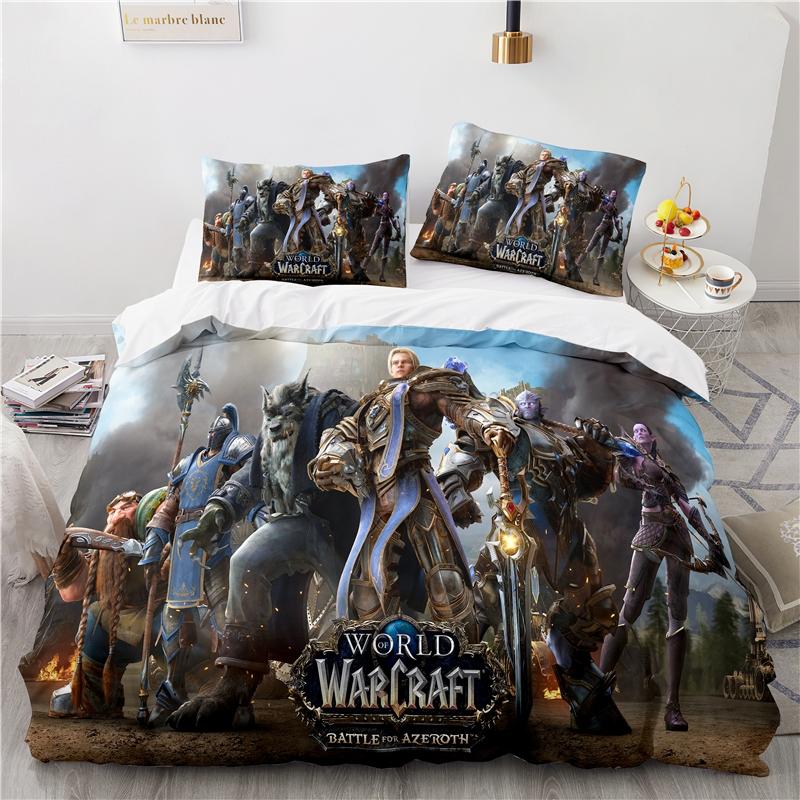 World of Warcraft Games Bedding Set Horde Banner Flag Printed Duvet Cover Set Pillowcase Twin Full Queen King Size Drop Shipping