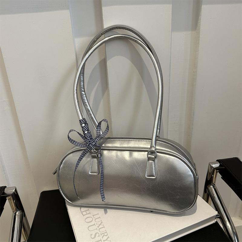 Стильная и простая однотонная сумка с лентой, весенняя универсальная сумка через плечо