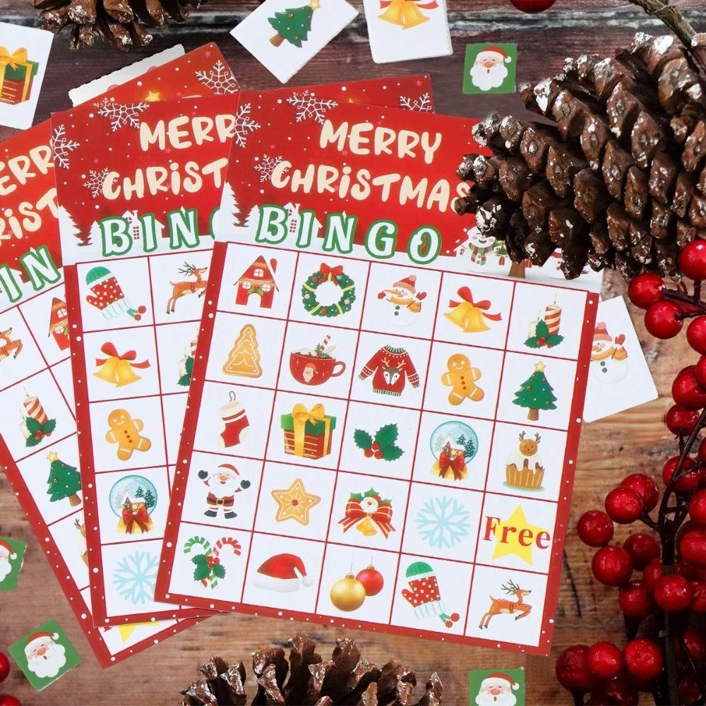 Reward Stickers Christmas Bingo Game Reusable Bingo Toys Set Children Gifts