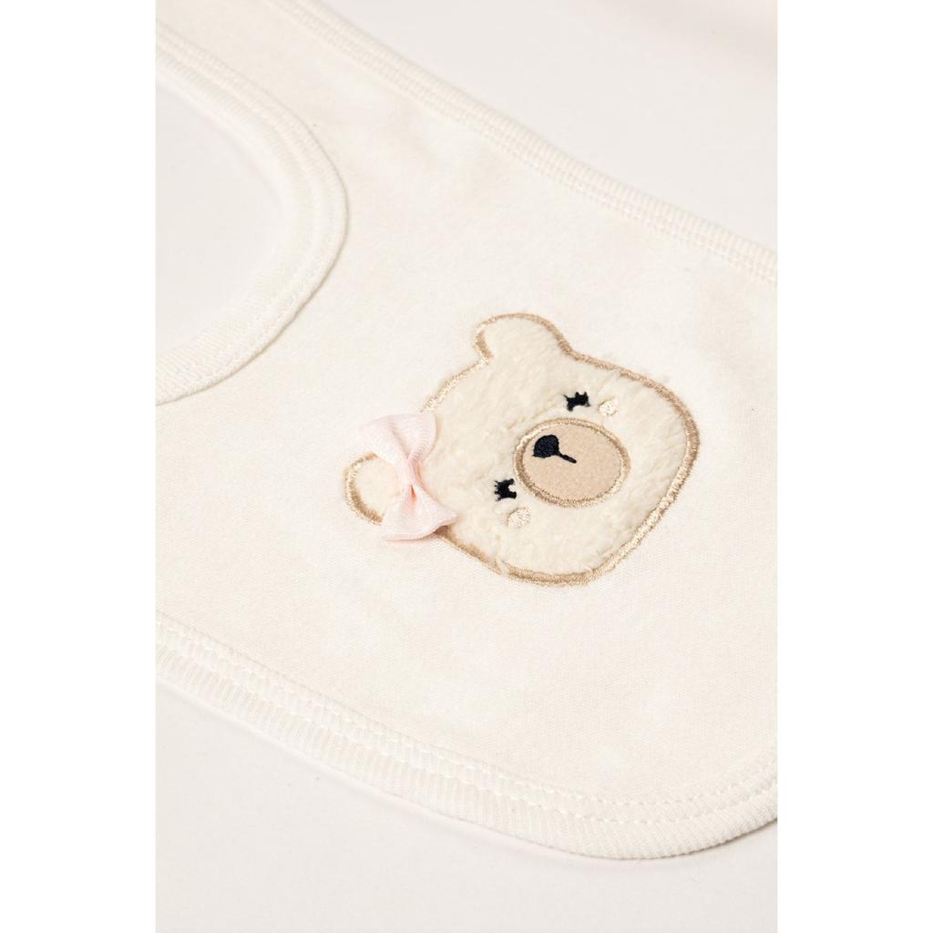 (boxed) Suzene With Teddy Bear Embroidered 100% Cotton Newborn Clothes 5-piece Hospital Bodysuit Set