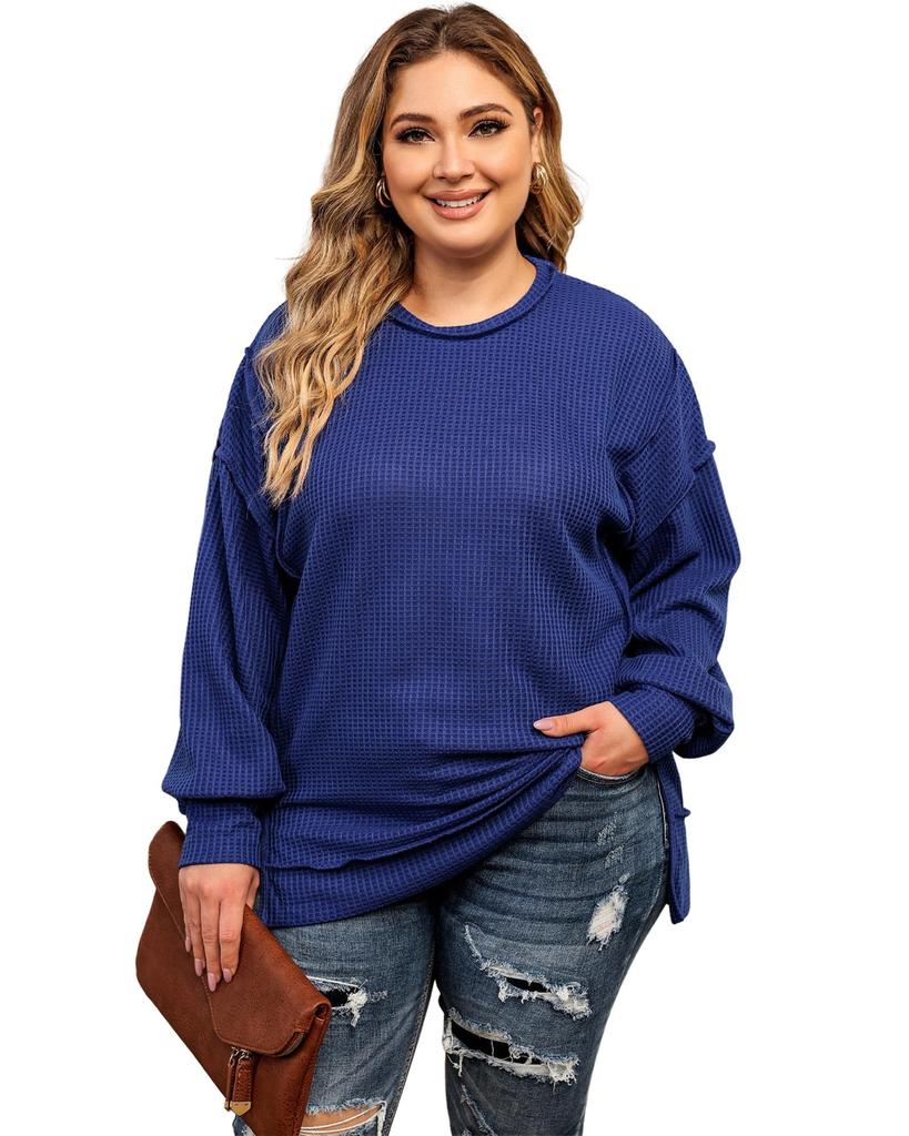 Azura Exchange Топ свободного покроя с открытым швом из вафельной вязки