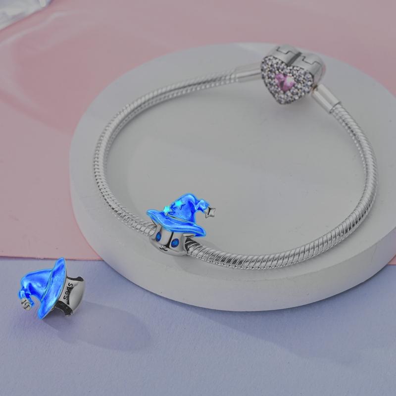 Original Charms Copper Purple Magic Hat Cat Pendant Fit Charms Plata Bracelets For Women Women Jewelry Making Diy