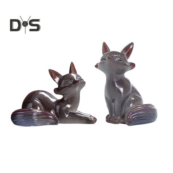 Tea Pet Color Changing Fox Resin Handcrafted Lucky Feng Shui Decoration with Hot Water Good Luck Symbol Teatable Teahouse Ornament