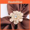 Elegant Alloy Flower Brooch With Rhinestones And Pearls Fashionable Women's Pin