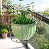 Hanging Railing Planter Holder Holder, Stainless Steel Flowerpot Hanger with Detachable Balcony Plant Stand Hook, Round Pot for Deck Outdoor Basket