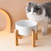 1800ml Elevated Ceramic Cat Bowl Raised Pet Food Bowl with Wooden Stand Anti Vomiting Dog Water Food Dish for Cats Small And Medium Dogs