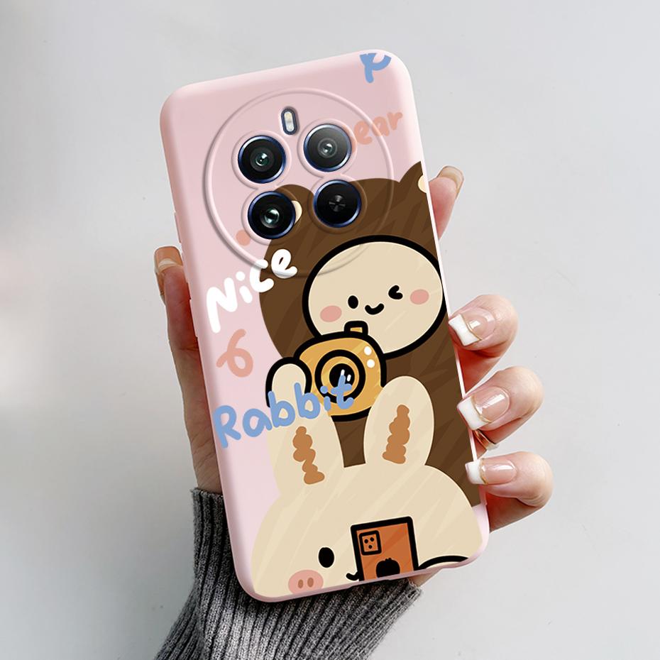 Чехол для OPPO Realme 12 Pro Realme 12 Pro Plus + 5G RMX3840 Чехол для телефона Милый Кролик Панда Задняя Матовая Мягкая Защитная Крышка Fundas