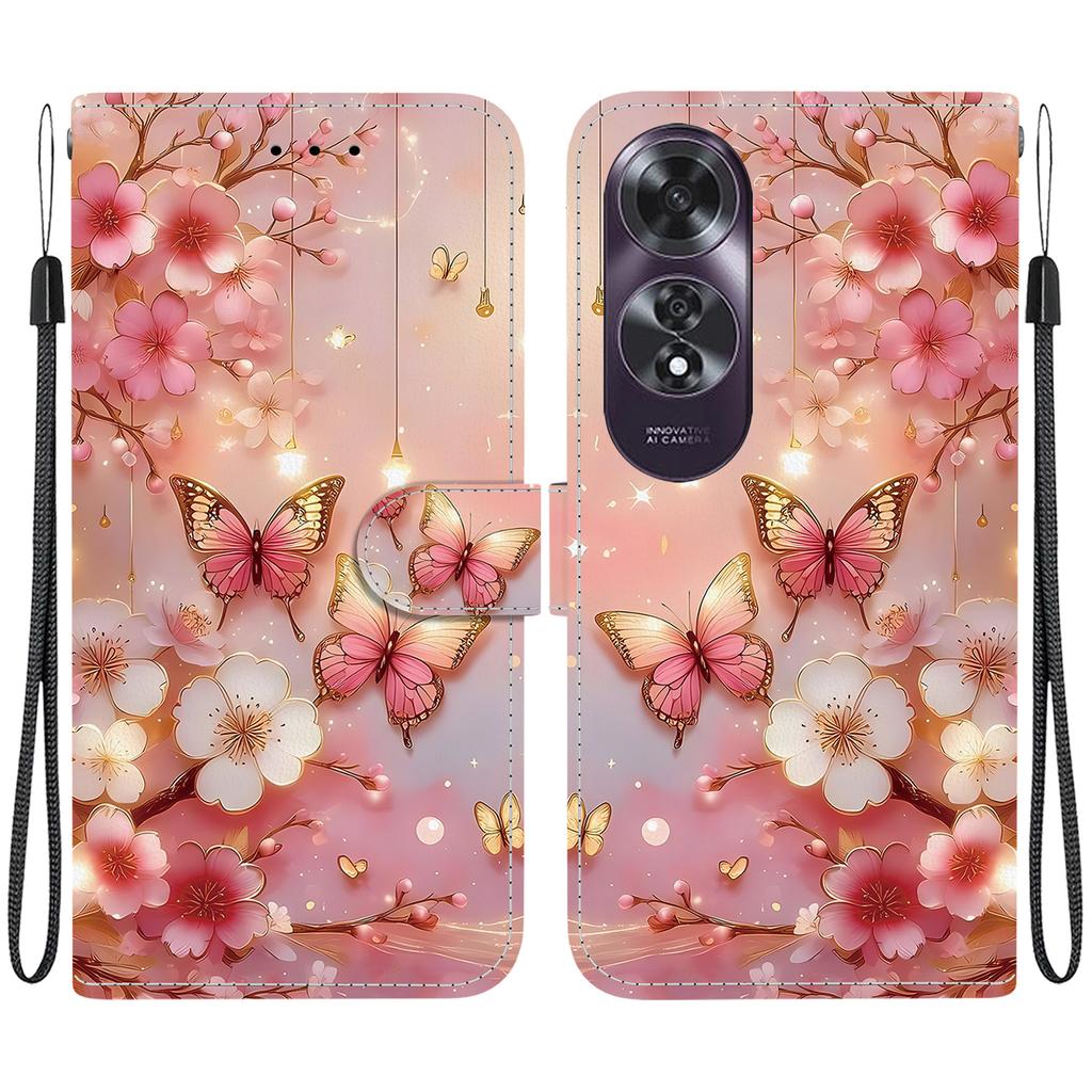 Чехол-книжка из искусственной кожи ручной работы для Oppo A60 4G, противоскользящий, противоударный, с ремешком на запястье и дизайном в виде сердца/розы/кошки