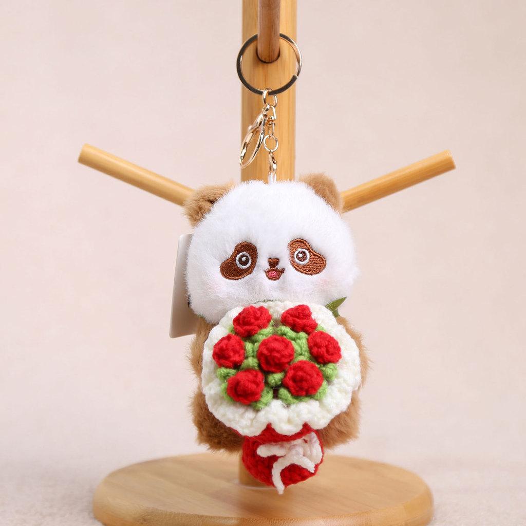 Панда Цветы Мягкая Игрушка Подвеска Из Короткого Плюша Для Украшения Сумки