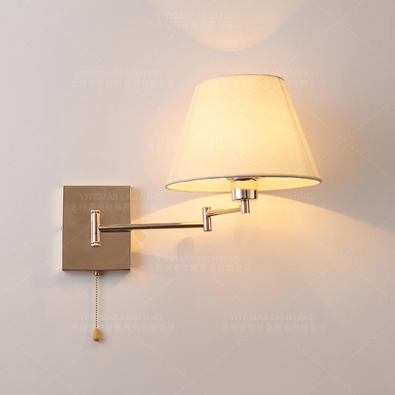 Modern Swing wall lamp flexible gold wall sconce retractable reading wall light with pull chain switch in bedroom bedside hotel
