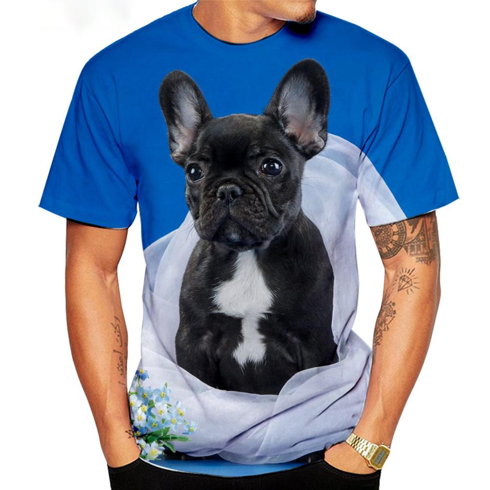 Animal French Bulldog 3D Print T Shirts Summer Men's O-Neck Short Sleeve T-shirt Oversized Streetwear Boys Kids Cute Tees Tops