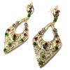 [P4025] - Gold-plated Artisanal Earrings 'Brasilia' Green Red Gold - 75x30 Mm