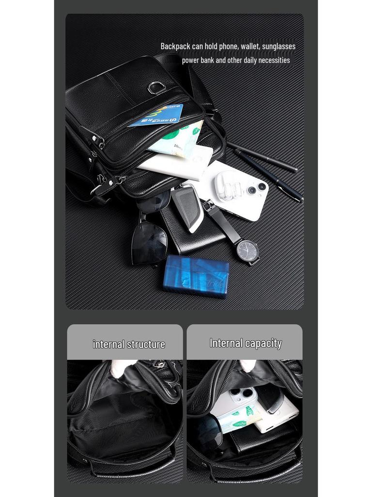 Men's Vertical Shoulder Bag: Business Casual Multi-compartment Backpack Briefcase