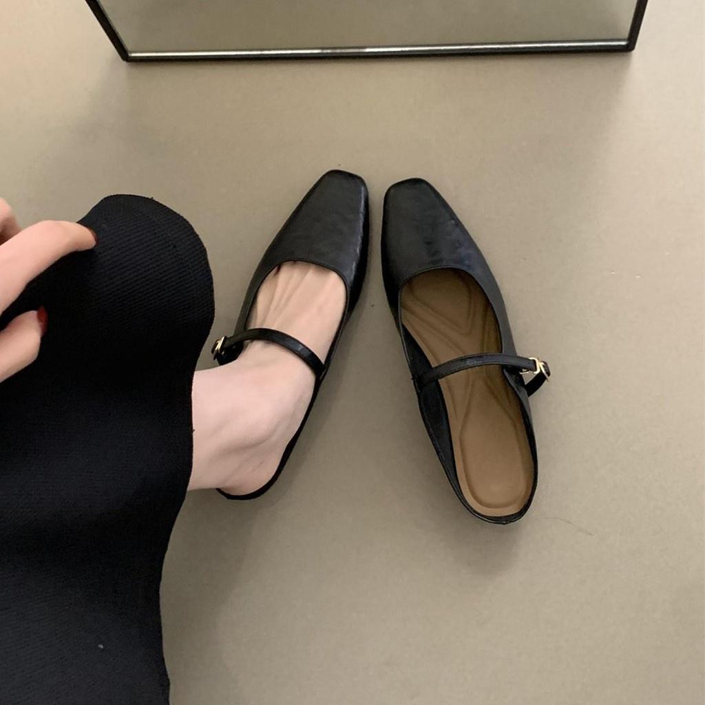 Тапочки Baotou, женская летняя верхняя одежда, весна и осень, новая корейская версия, французский вечерний бриз, темперамент, серебристые одинарные туфли на толстом каблуке