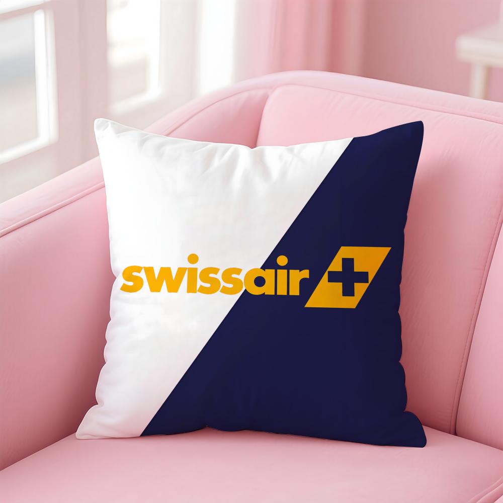Classic Swiss AirlineBrand SSwissair Cushion Cover Pillow Case Soft Skin Friendly Fabric Concealed Zipper