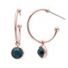 E372 Crystal Rose Gold Earrings - Emerald Green
