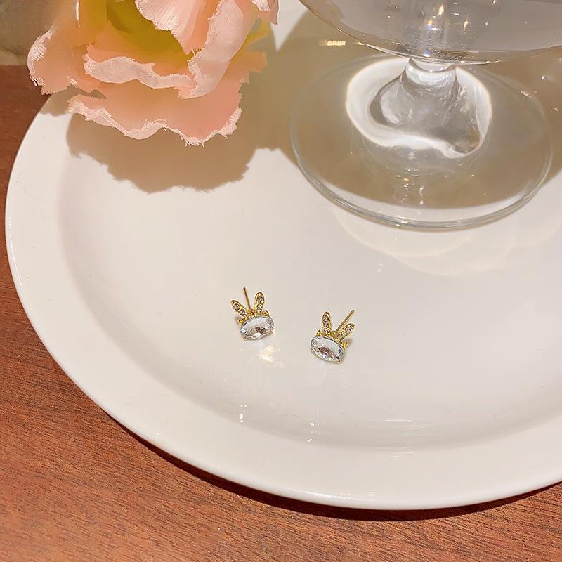 Изысканные серьги-кролики из циркона: Серебряная игла S925, легкая роскошь, универсальный дизайн со знаком зодиака для женщин и студентов.