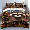 Raccoons surrounded by flowers. Bedding sets Duvet cover sets Duvet covers Pillowcases(1 * Duvet Cover 2 * Pillowcases without duvet insert)