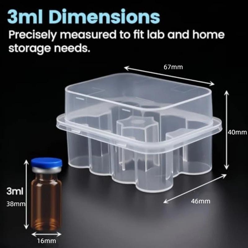 Clear 3Ml/10Ml 10-Slot Vial Storage Case Plastic Stackable Microtube Box Freezer Tube Container For Lab Diabetic Supplies