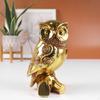 Golden Owl Statue Bird Sculpture Cute Home Decor Crafts Resin Vintage Decorative Ornament