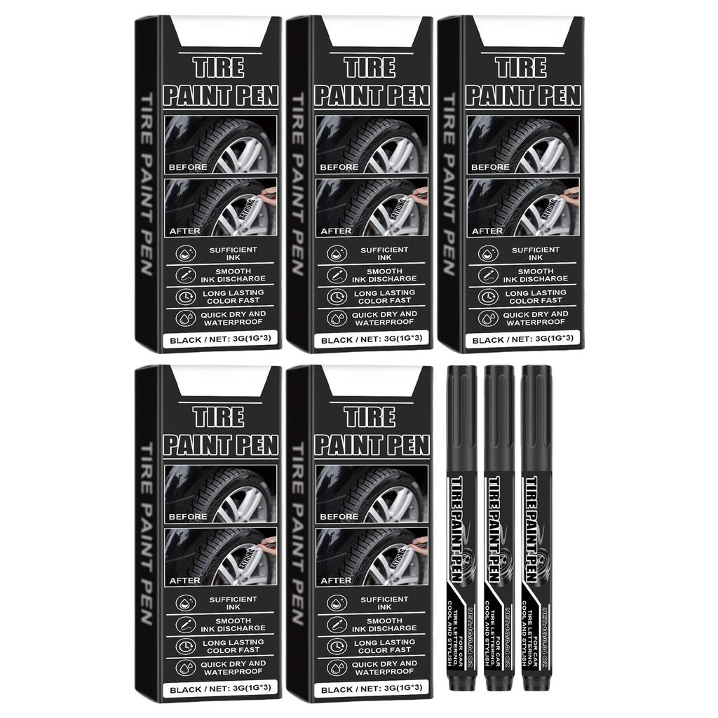 15 шт. черная ручка для краски для шин, быстросохнущая, водостойкая, черная ручка-маркер для шин для надписей и ремонта царапин на автомобильных шинах