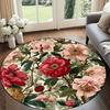 Luxury Floral Pattern Round Shape Floor Mats Kitchen Hallway Runner Rug Bedroom Living Room Soft Carpet Non-slip Area Rug
