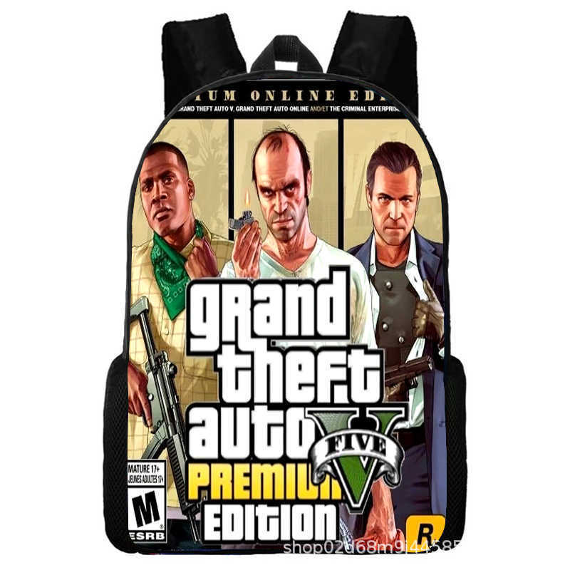 Grand Theft Auto Grand Theft Auto Периферийная Анимация Рюкзак Мужские и Женские Школьные Сумки