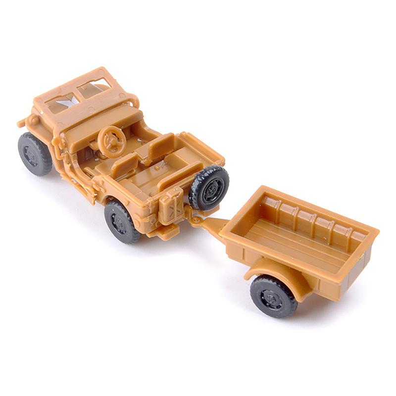 1:72 WWII Willys Jeep с подвесным ведром 8 см Военный транспорт Автомодель для сборки Игрушки