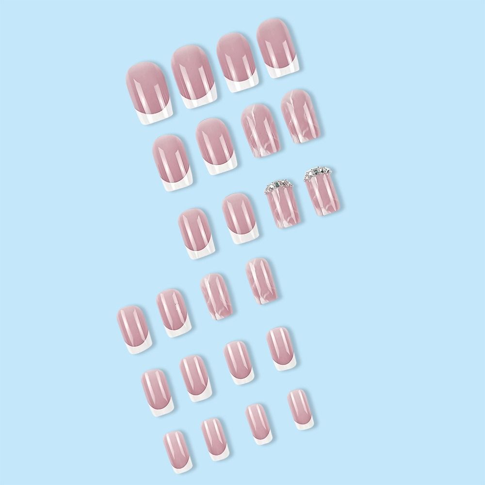 Полное покрытие, французские накладные ногти, квадратная головка, пресс для ногтей, модные типсы для ногтей для девочек