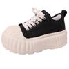 Fashion thick-soled heightening round head shell head biscuit shoes women's spring and autumn Korean version lace-up flat-bott
