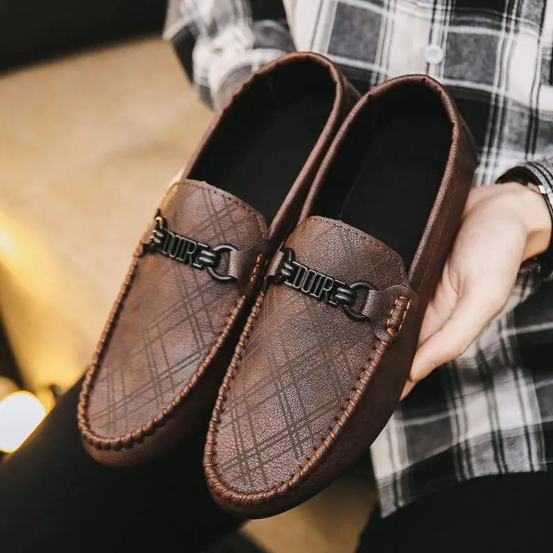 Men's Leather Shoes Comfortable Soft Moccasin Slip-on Male Casual Shoe Retro Size 45 Designer Shipping Free Footwear Offer Pu