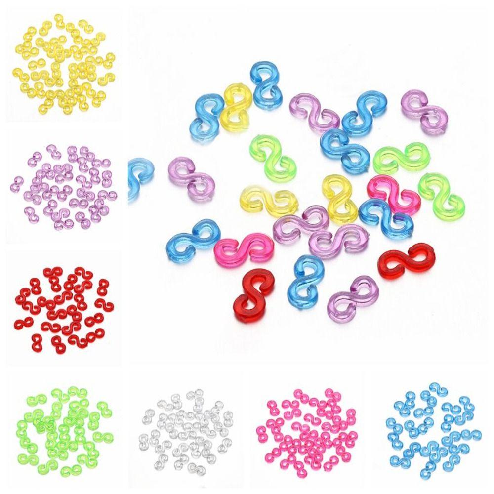 500pcs Acrylic Acrylic S Clips Transparent Loom Bands Braid Connector Jewelry Making Connectors