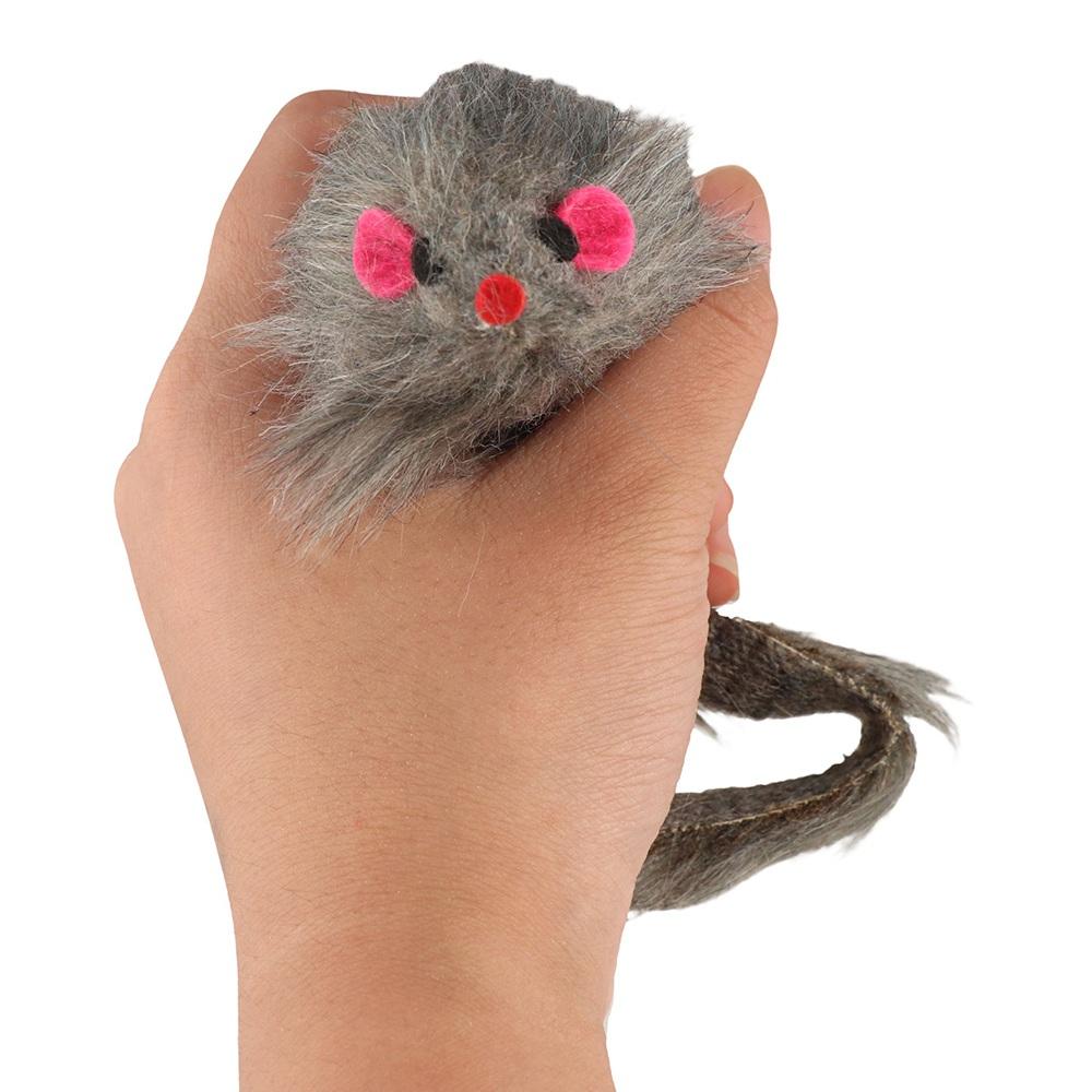 Plush False Mouse Cat Pet Toys Soft Long-haired Tail Mice Toys Grey Plush Mouse Cat Toy Playing
