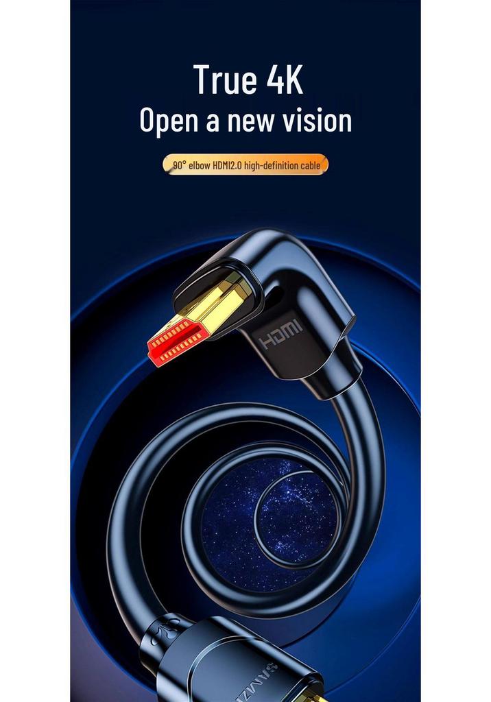 Угловой HDMI-кабель Shan Ze 90° для подключения 4K HD-телевизора, ПК и ТВ-приставки