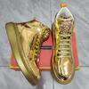 Мода Горячая Мода Блеск Мужские Золотые Туфли Роскошный Бренд Кроссовки Мужские Хип-Хоп Дизайнерские Обувь для Скейтборда Повседневные Кроссовки с Высоким Верхом Мужские