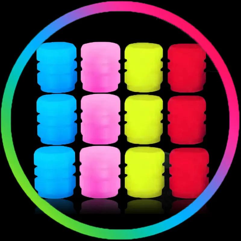 4 шт. Автомобильные светящиеся колпачки для вентилей шин, флуоресцентные ночные светящиеся колпачки для вентилей колес мотоциклов, велосипедов, колес, шин, декор