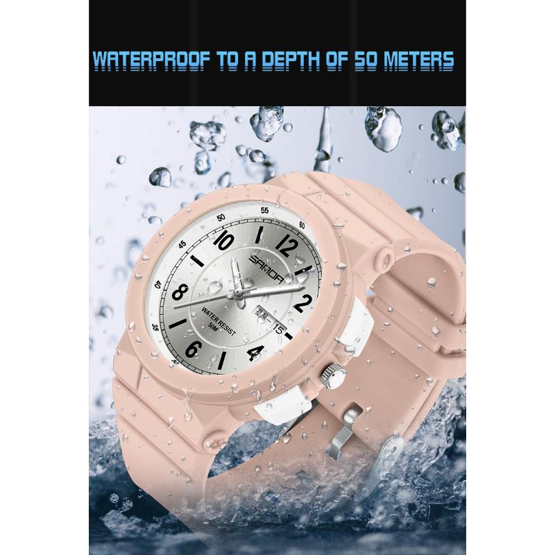 SANDA Новый стиль Электронный счетчик Механизм Двухдневный календарь Модный тренд, Индивидуальные мужские и женские часы для учащихся средней школы