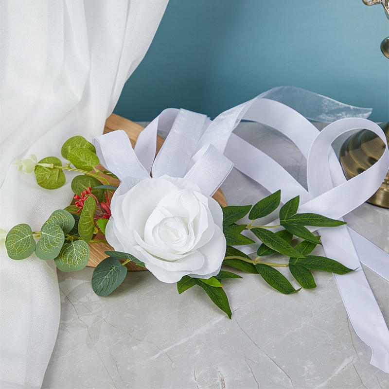 Outdoor Wedding Decoration Rose Chair Back Flower Wedding Car Mirror Flower Wedding Corridor Hotel Chair Back Flower