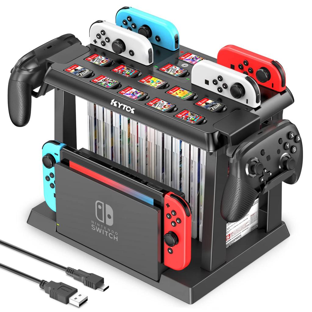 Switch Storage Stand Kytok Charging Stand Switch Dock Storage Body and Software Can All Be Large Black Joy-Con Joy-Con/Pro controller/Switch Dock/game