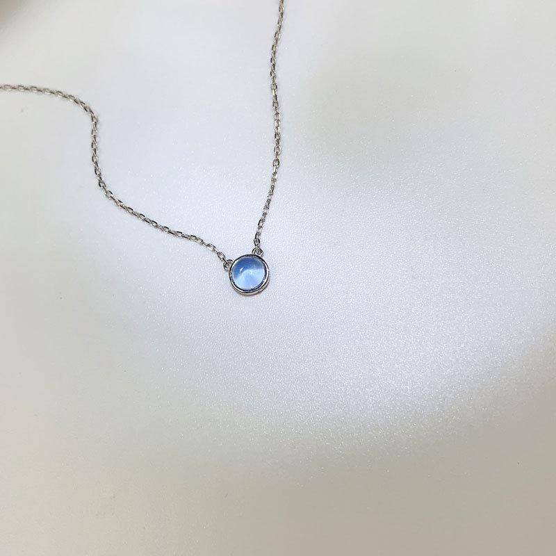 Синее круглое ожерелье Мечтательная милая девушка Нишевый дизайн Универсальная ключичная цепочка для женщин Модный