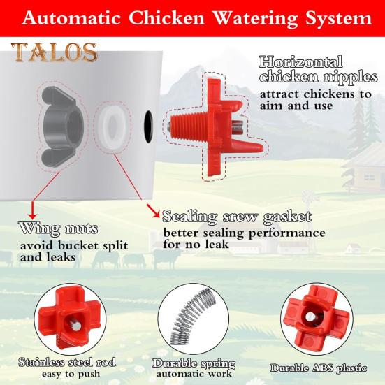 12 шт. горизонтальных ниппелей для кур с сверлами, автоматическая герметичная система поения для кур, уток, перепелов