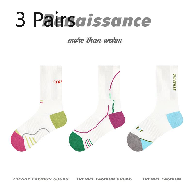 3 пары женских тонких спортивных носков-трубок из хлопка для весны и лета