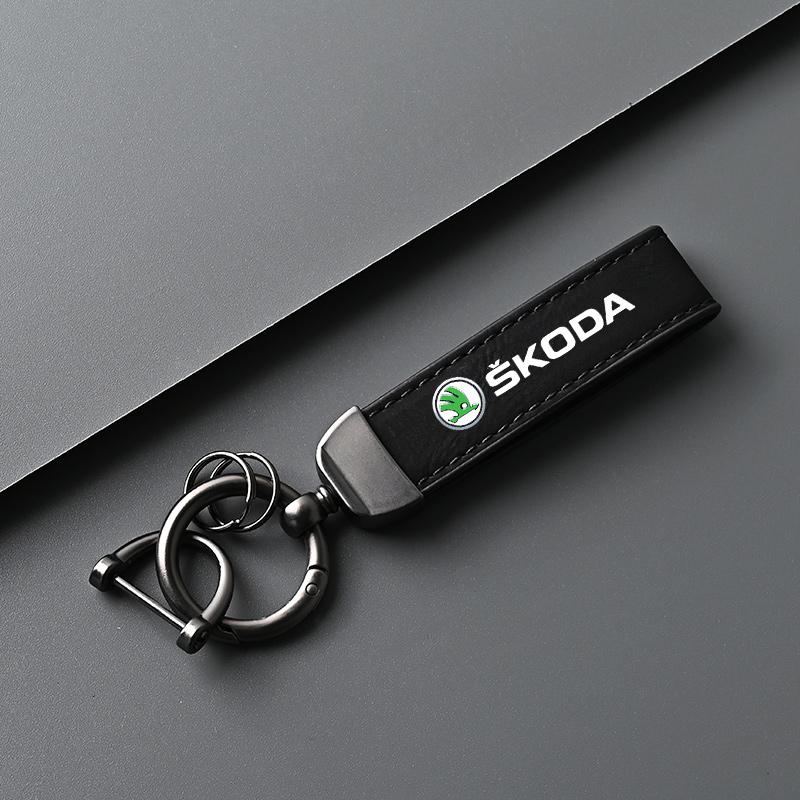 Leather Car Styling Keychain Key Holder Ring For Skoda Octavia MK2 MK3 2 3 A7 Fabia Karoq Kodiaq Superb Rapid Kamiq Scala Yeti bzsd98